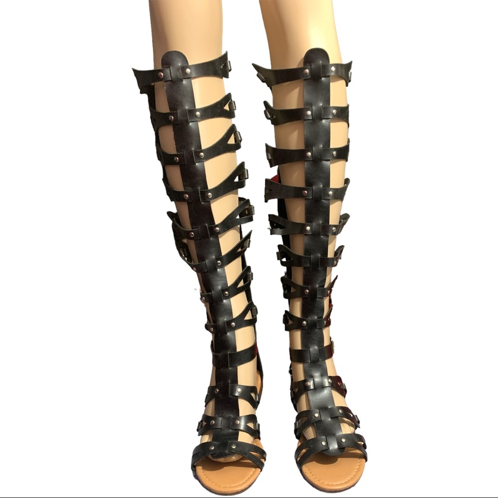 *NEW* FOREVER Black Gladiator Tall Boots Size 7.5